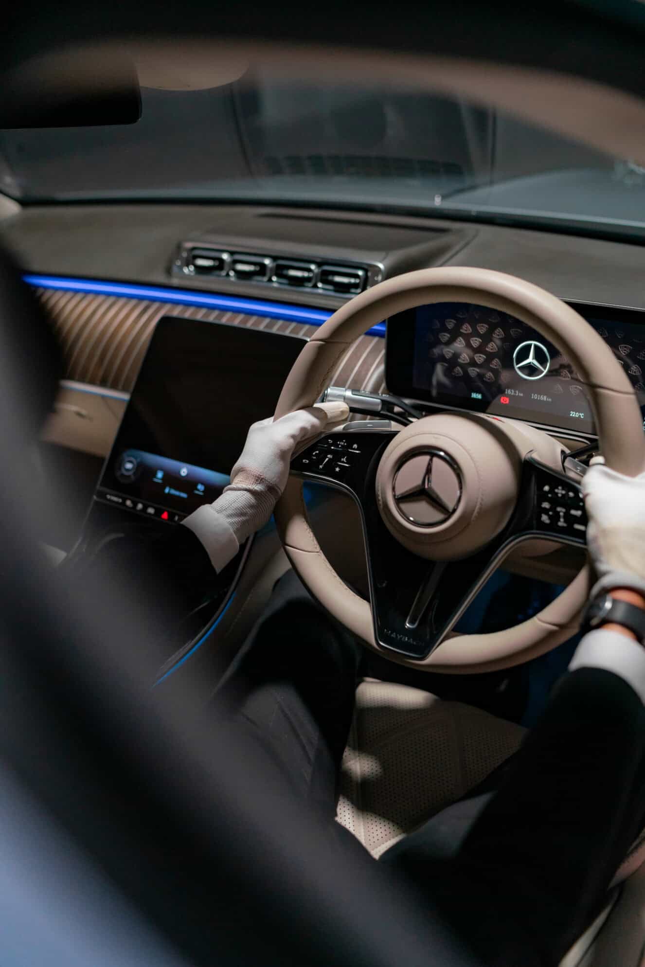 Mercedes-Benz Luxury car interior with steering wheel